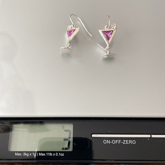 SOLD Vintage Sterling Silver Amethyst Martini Earrings NEW π π² - Picture 8 of 11